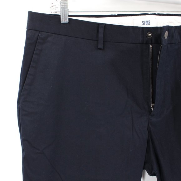 Spoke Navy Cotton Chino Build A Tapered Leg Pants W 40 X L 30 NEW Blue Trouser - Picture 3 of 8